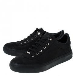 Jimmy Choo Black Nubuck Leather Ace Low Top Sneakers Size 42.5