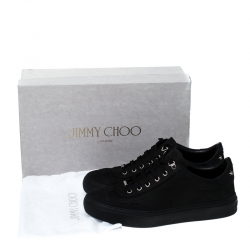 Jimmy Choo Black Nubuck Leather Ace Low Top Sneakers Size 42.5
