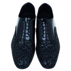 Jimmy Choo Black Patent Glitter Barker Oxfords Size 43