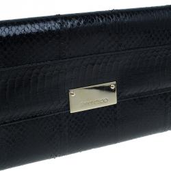 Pre Owned Jimmy Choo Black Snakeskin Reese Clutch