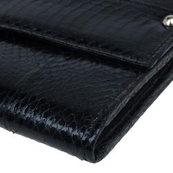 Pre Owned Jimmy Choo Black Snakeskin Reese Clutch