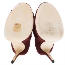 مملوكة مسبقًا Jimmy Choo Maroon Suede Dane Claret Lattice Peep Toe Booties Size 38