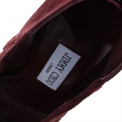 مملوكة مسبقًا Jimmy Choo Maroon Suede Dane Claret Lattice Peep Toe Booties Size 38