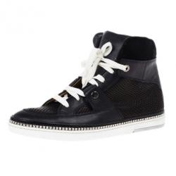 Jimmy Choo Black Viper Print Leather High Top Sneakers Size 42