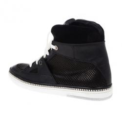 Jimmy Choo Black Viper Print Leather High Top Sneakers Size 42