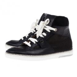 Jimmy Choo Black Viper Print Leather High Top Sneakers Size 42