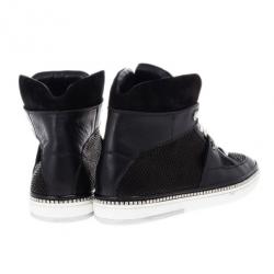 Jimmy Choo Black Viper Print Leather High Top Sneakers Size 42
