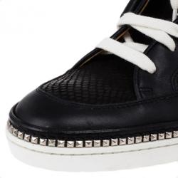 Jimmy Choo Black Viper Print Leather High Top Sneakers Size 42