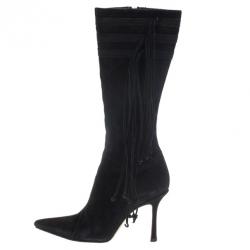 مملوكة مسبقًا Jimmy Choo Black Suede Knee Boots Size 37.5