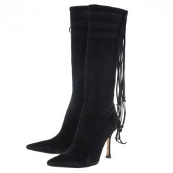مملوكة مسبقًا Jimmy Choo Black Suede Knee Boots Size 37.5