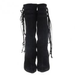 مملوكة مسبقًا Jimmy Choo Black Suede Knee Boots Size 37.5