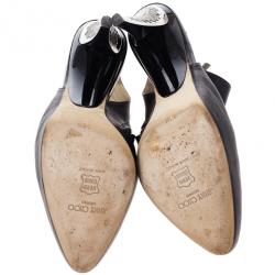 Pre Owned Jimmy Choo Black Leather Slingback Booties Size 39.5