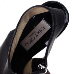 Pre Owned Jimmy Choo Black Leather Slingback Booties Size 39.5