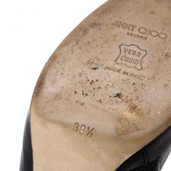 Pre Owned Jimmy Choo Black Leather Slingback Booties Size 39.5