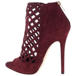 مملوكة مسبقًا Jimmy Choo Dane Claret Lattice Peep Toe Booties Size 39