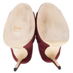 مملوكة مسبقًا Jimmy Choo Dane Claret Lattice Peep Toe Booties Size 39