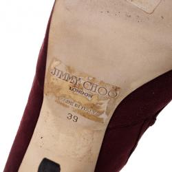 مملوكة مسبقًا Jimmy Choo Dane Claret Lattice Peep Toe Booties Size 39