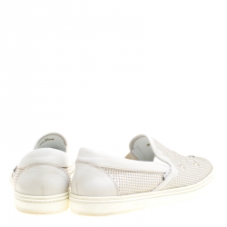 Jimmy Choo Light Grey Leather Grove Star Studded Slip On Sneakers Size 44