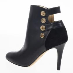 Pre Owned Jimmy Choo Black Leather Troop Ankle Boots Size 37