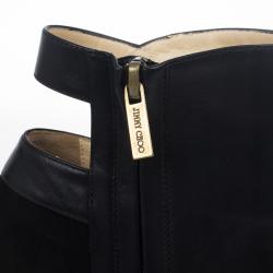 Pre Owned Jimmy Choo Black Leather Troop Ankle Boots Size 37