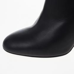 Pre Owned Jimmy Choo Black Leather Troop Ankle Boots Size 37