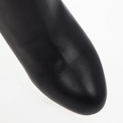 Pre Owned Jimmy Choo Black Leather Troop Ankle Boots Size 37