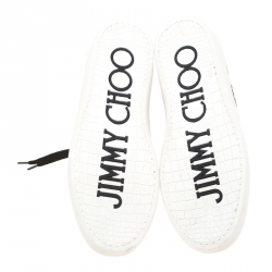 مملوكة مسبقًا حذاء رياضي جيمي تشو مرتفع من أعلى جلد نقش تمساح أسود مقاس 40.5