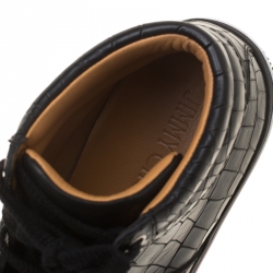 مملوكة مسبقًا حذاء رياضي جيمي تشو مرتفع من أعلى جلد نقش تمساح أسود مقاس 40.5