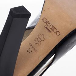 مملوكة مسبقًا Jimmy Choo Black Patent Peep Toe Ankle Booties Size 37