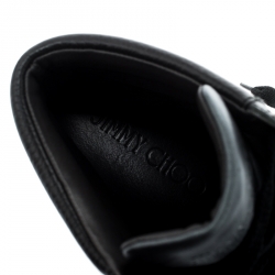 Jimmy Choo Black Metallic Crocodile Embossed Leather Belgravia High Top Sneakers Size 42.5
