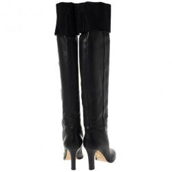 Pre Owned Jimmy Choo Gallant Black Fitted Calf Leather Over the Knee Boots Size 36