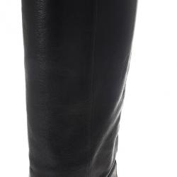 Pre Owned Jimmy Choo Gallant Black Fitted Calf Leather Over the Knee Boots Size 36