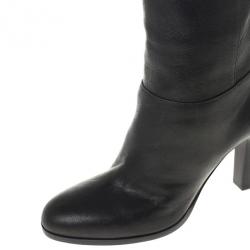 Pre Owned Jimmy Choo Gallant Black Fitted Calf Leather Over the Knee Boots Size 36