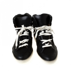 Jimmy Choo Black Snakeskin Embossed Leather and Suede Lace Up High Top Sneakers Size 44
