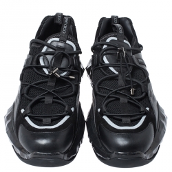 مملوكة مسبقًا  حذاء رياضي جيمي تشو برباط سويدي وجلد وشبك بنقوش معين أسود مقاس 43