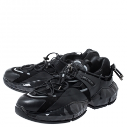 مملوكة مسبقًا  حذاء رياضي جيمي تشو برباط سويدي وجلد وشبك بنقوش معين أسود مقاس 43