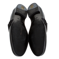 مملوكة مسبقًا Jimmy Choo Black Patent Leather And Satin Trim John Smoking Slippers Size 43