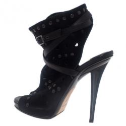 Pre Owned حذاء طويل الرقبة جيمي تشو ترصيعات أسود مقاس 39