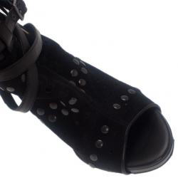 Pre Owned حذاء طويل الرقبة جيمي تشو ترصيعات أسود مقاس 39