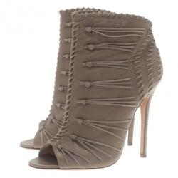 مملوكة مسبقًا حذاء بوت كاحل جيمي تشو جلد رمادي جلد مدبوغ جانا مقاس 38.5