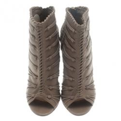 مملوكة مسبقًا حذاء بوت كاحل جيمي تشو جلد رمادي جلد مدبوغ جانا مقاس 38.5