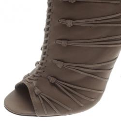 مملوكة مسبقًا حذاء بوت كاحل جيمي تشو جلد رمادي جلد مدبوغ جانا مقاس 38.5