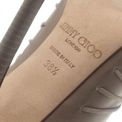 مملوكة مسبقًا حذاء بوت كاحل جيمي تشو جلد رمادي جلد مدبوغ جانا مقاس 38.5