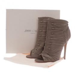 مملوكة مسبقًا حذاء بوت كاحل جيمي تشو جلد رمادي جلد مدبوغ جانا مقاس 38.5