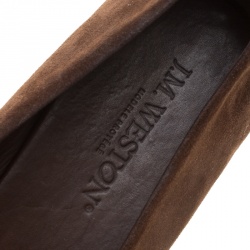 Pre Owned J.M.Weston Brown Suede Penny Loafers Size 42.5