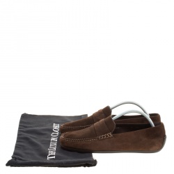 Pre Owned J.M.Weston Brown Suede Penny Loafers Size 42.5