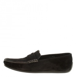 J.M.Weston Black Suede Penny Loafers Size 42.5