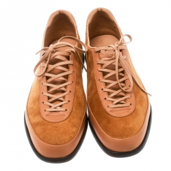 J.M.Weston Beige Suede and Leather Low Top Sneakers Size 42