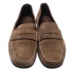 J.M.Weston Light Brown Suede Penny Loafers Size 42.5