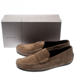 J.M.Weston Light Brown Suede Penny Loafers Size 42.5